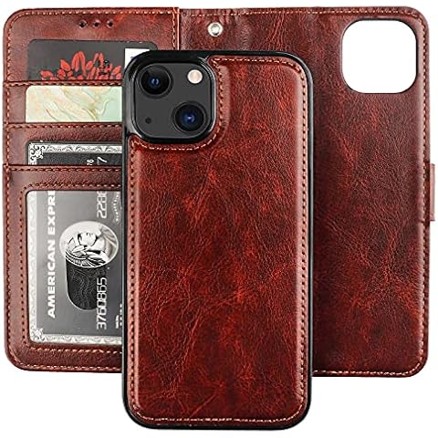 Bocasal Detachable Wallet Case for iPhone 13 RFID Blocking Card Slots Holder Premium PU Leather Magnetic Kickstand Shockproof Wrist Strap Removable Flip Protective Cover 5G 6.1 inch (Brown) Cover