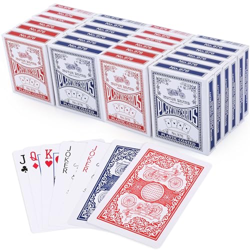 LotFancy Playing Cards, 24 Decks of Cards Bulk, Poker Size Standard Index, 12 Blue and 12 Red, for Blackjack, Euchre, Canasta Card Game, Casino Grade...