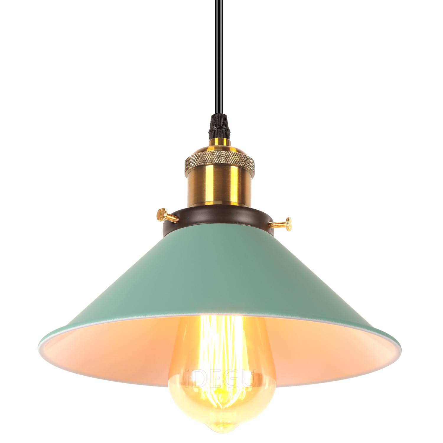 Lampada A Sospensione Retr&ograve; 22cm - Stile Scandinavo, Metallica, Attacco E27, Verde, Per Cucina/Soggiorno/Camera