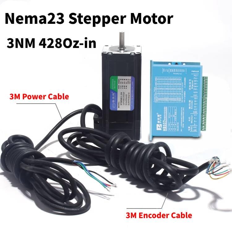 Eyes.sys 428oz-in Closed Loop Stepper Motor Kit, 3Nm/428oz.in Nema23 57HSZ3N & 24-80VDC HSS57 Driver Power Cable Encoder