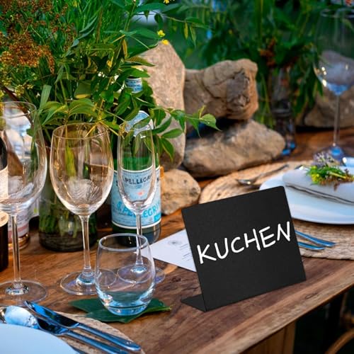 18 Kleine Kreidetafeln zum Beschriften,Mini Preisschilder Aufsteller,L-Tischschilder Buffet Schilder zum Beschriften Gastronomie Abwischbar für Nachrichtenschilder Hochzeit Party + 5 Stift,2 Tüchern
