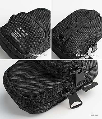Ringke Mini Pouch [Two Pocket] Nylon Carrying Pouch Small Bag For Airpods, Galaxy Buds, Earphones, Cards, Id - Black #TOP2