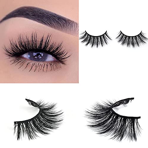 8 Pairs 18mm 3D Faux Mink Eyelash Pack Flully Curled Cross full False Lashes Thick Lashes Easy to Wear Reusable Lashes Suitable for all Occasions Eyelashes (3D80)