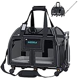 Airline Compliant Pet Carrier - Rolling Portable Travel Carry Crate for Small Dog, Puppy or Cat - Soft Removable Wheeled Design with Mesh Window Sides - Airplane and TSA Compliant- by Katziela