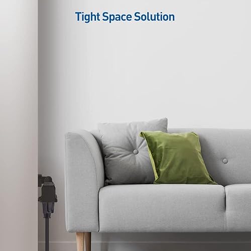 Miniatura 3 de Cable Matters - Paquete de 2 grifos de pared giratorios de 180 grados con conexión a tierra de 3 tomas de corriente en negro (salida giratoria,