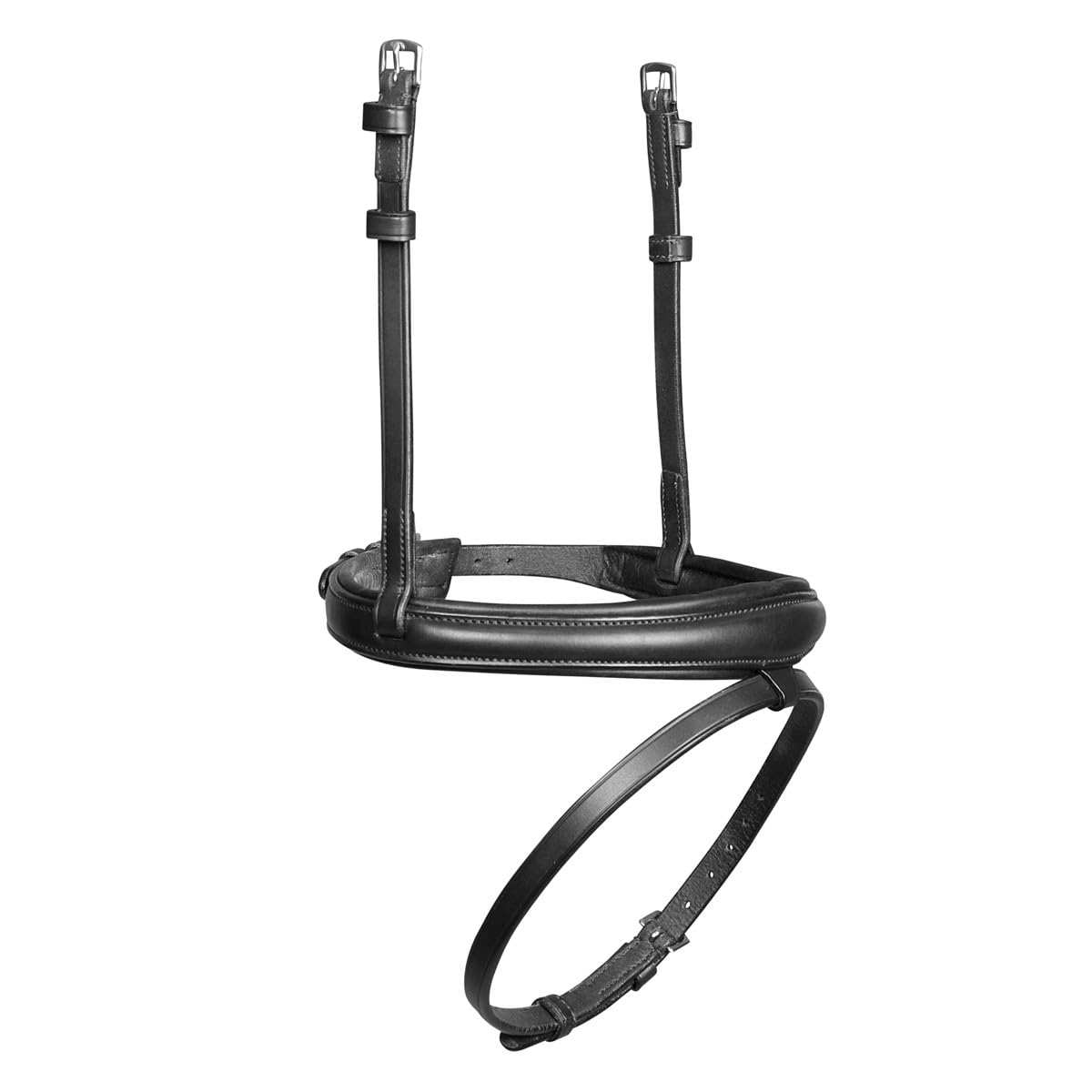 Velociti - Cabezada Doble para Caballo Diseño Curvado de Cuero (Jaca) (Negro)