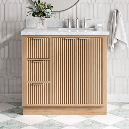 ARIEL Milan 37 Inch Right Offset Single Rectangle Sink Bathroom