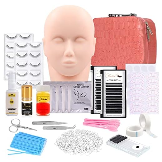 Eyelash Extension Kits, 17Pcs Professional Eyelash Grafting Training Tools Lashes Extension Practice Exercise Set with Mannequin Head Makeup Bag Glue Tweezers for Practice Eye Lashes Graft (17PCS)