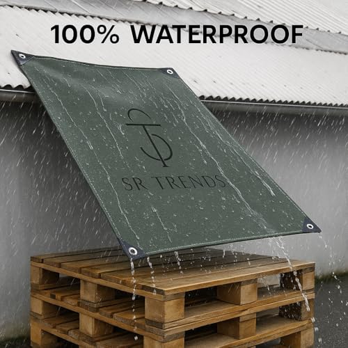 Image of Heavy Duty Tarpaulin 700GSM Canvas - Commercial Canvas TIRPAL Waterproof- 100% Waterproof Resistance Military Grade- UV Resistant TARP, RUSTPROOF Reinforced Eyelets (Grey, 9 x 9 FT)