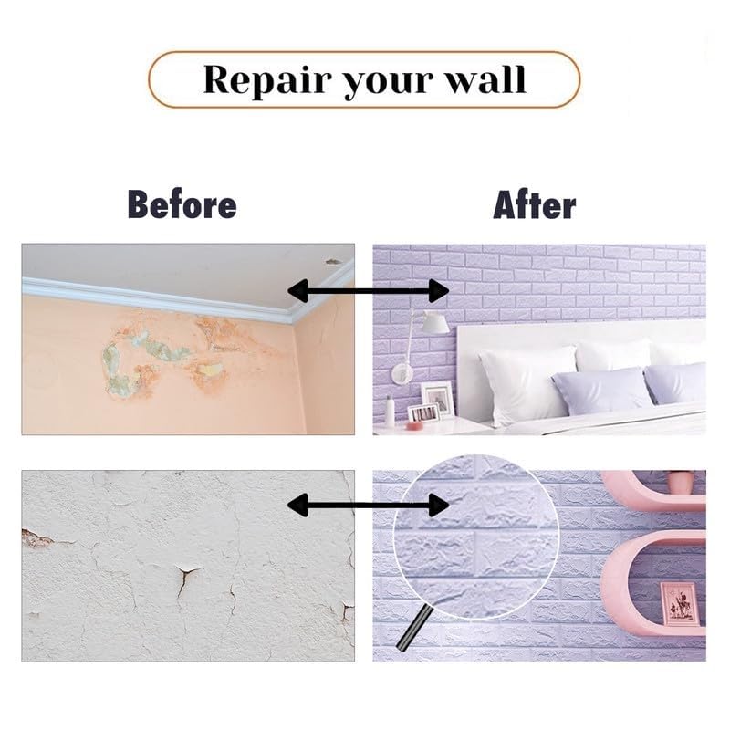 Image of KASHIVAL Self-Adhesive Waterproof PE Foam 3D Wall Panels Wallpaper Sticker for Bathroom, Living Room, Hotel and Home Decoration (70 x 70cm, Appx. 5.3Sq Feet) (JD Purple Brick)