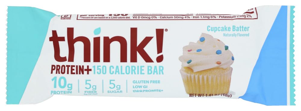Think Thin Cupcake Batter Protein and Fiber Bar, 1.41 Ounce - 120 per case.