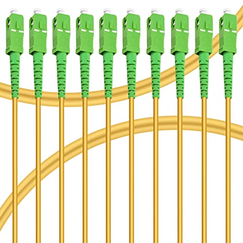 Image of 10Pack - 3m SC /APC to SC /APC Fiber Optic Internet Cable, Single Mode Patch Cable, Fiber Optic Jumper Optical Patch Cord - SIMPLEX - 9 /125um - OS1 /OS2 Compatible, LSZH Yellow