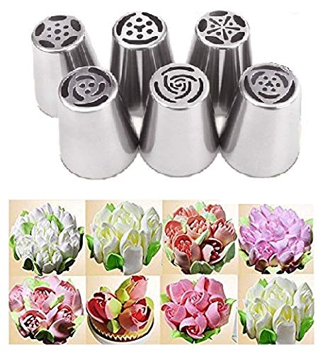 PINDIA Cake Decorating Random Design Russian Nozzle Set of 6 Russia Icing Piping Nozzles (May/May Not Be Same as Photo)-image-39