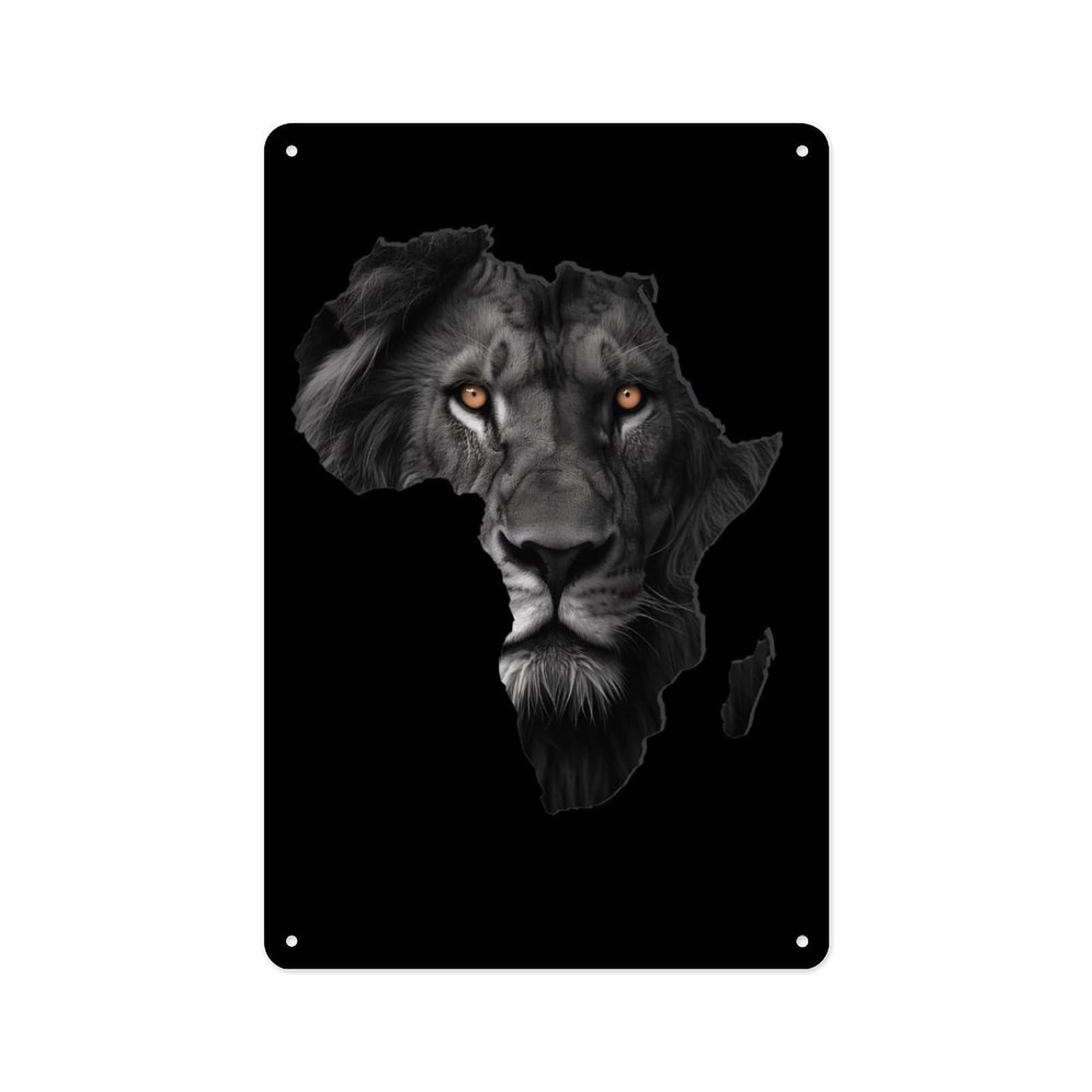 peiyeety Metal Tin Sign 8 X 12 Inch - Africa Map Lion Interior - Vintage Poster Metal Plaque, Wall Decor for Bathroom, Living Room, Bedroom, Office, Study, Café, Events, Restaurants Decoration