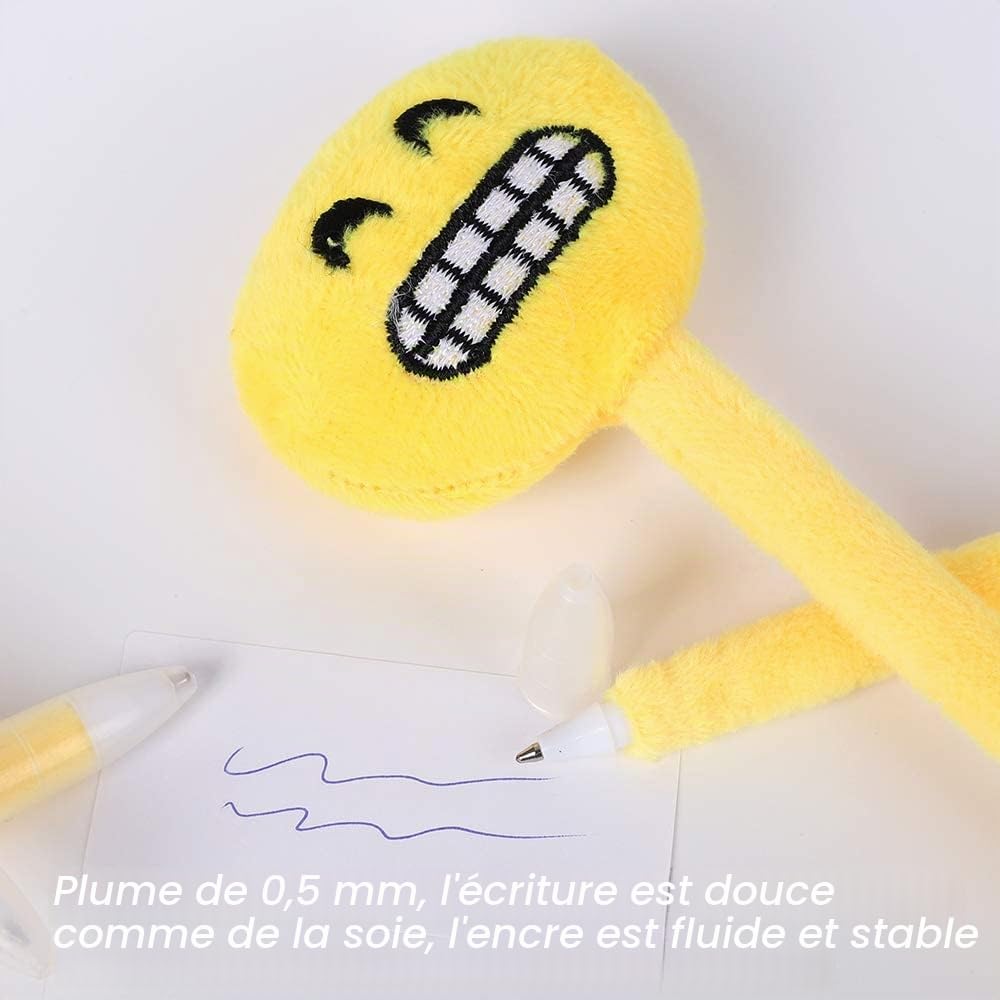 KAHEIGN 24 Pièces Stylo à Bille Emoji, 21cm Nouveauté en Peluche Stylo Emoji Doux Mignon Stylo Bille pour Enfants Enfants Cadeau D'anniversaire Sac de Fête Remplissage Faveur Parti