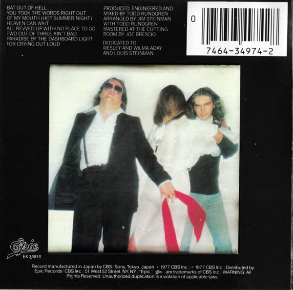 Miniatura 3 de Bat out of Hell de Meat Loaf Music Classic Rock de 1977, este es el lanzamiento de Estados Unidos de 2001 que cuenta con el álbum completo de BAT
