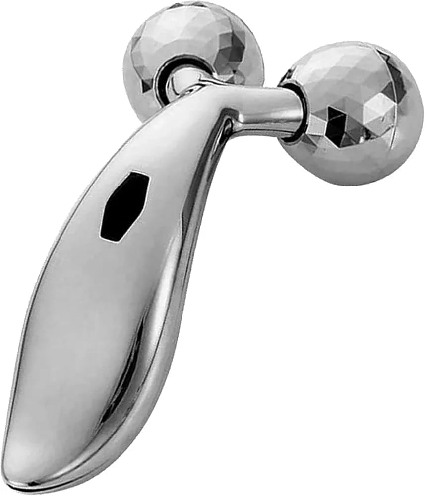 Gifted Garden 3D Massager Manual Roller (Silver) Face Roller Massager 360 Rotate Full Body Shape for Skin Lifting Wrinkle Remover Facial Massage