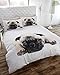 Zestaw poszewek na kołdrę i poszewki na poduszki z psem, biały, rozmiar podwójnego łóżka, puch, szczeniak, poliester - bawełna