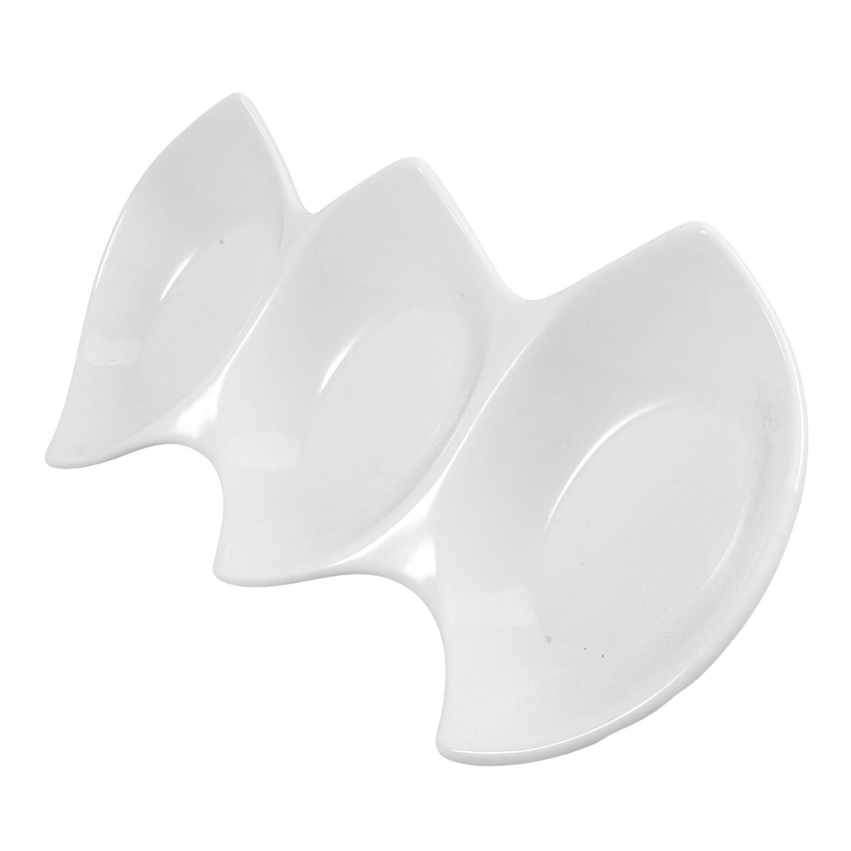 COLLBATH 1pc Double-pointed Three-piece Bowl Sauce Dishes Appetizer Serving Tray Porcelain Dip Dish Divided Serving Tray Side Dish Bowl Dish Sauce Plate Divided Bowls White Ceramics