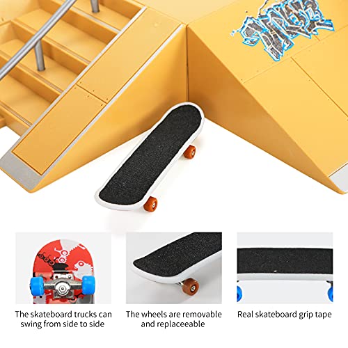 Rocket Skate Park Kit,tech Deck Skate Park,Finger Skateboard Ramp Parts 3PCS Skate Park Kit with 4 Finger Skateboards Ultimate Parks Training Props（3PCS） - Thumbnail 6