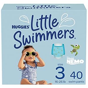 Swim Diapers Size 3, Huggies Little Swimmers Disposable Swimming Diapers, Small, 40 Ct