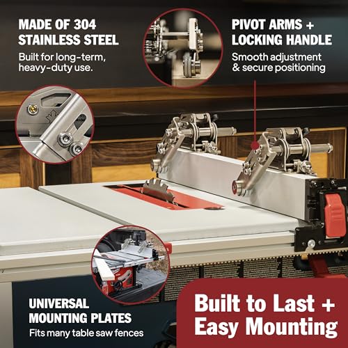 Image of JessEm 04320 Clear-Cut STS Stock Guides for Table Saw - Precision Stainless Steel Rollers, Smooth Bearing System, Downforce and Feed Control for Accurate Safe Woodworking Cuts