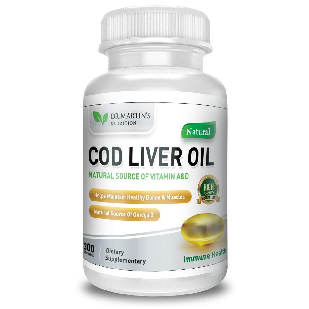 COD Liver Oil | 300 Softgels | Natural Source of Omega 3 Fatty Acids | Triple Strength | Best Immune Health, Healthy Bones & Muscle Dietary Supplement |