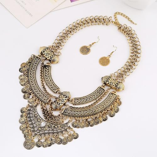 Collier ras du cou avec pièce sculptée exagérée et boucles gitanes - 5