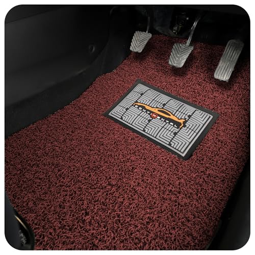 Image of CONTINENTAL [Duramat Curly] Universal Single Driver Side Car Mat only - Premium Waterproof PVC Cushions Car Floor Mat for All Cars (Red & Black)