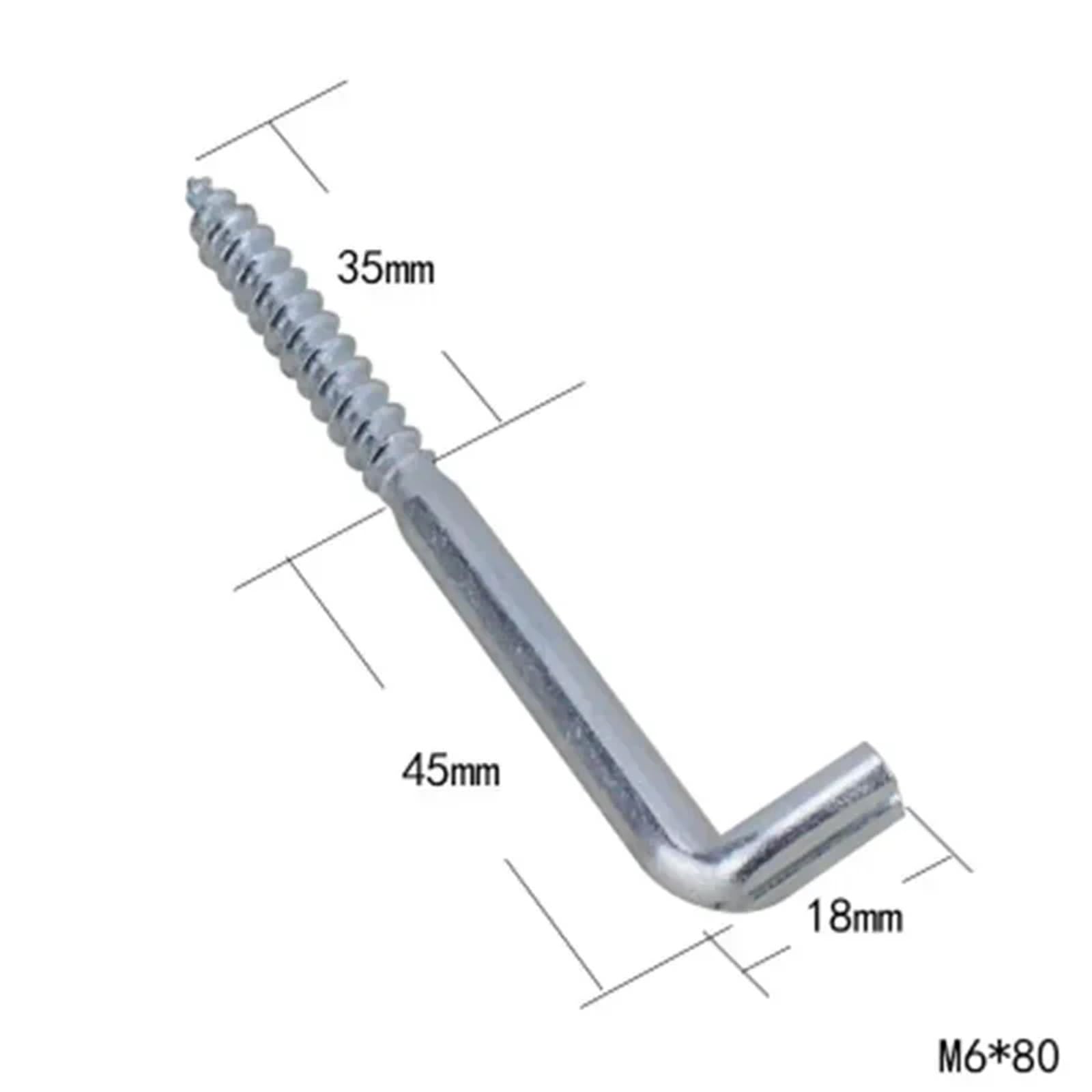 Ganchos de Techo 40 ganchos de tornillo cabeza plana en ángulo recto, gancho acero al carbono, 7 estilos, estilo L, ojo oveja, tornillos for marcos fotos(M7X150)