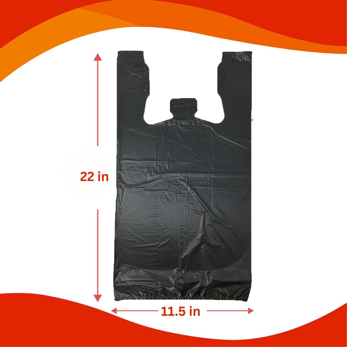 Heavy Duty Black T-Shirt Bags (1000 Count) – 11.5" x 6.5" x 22" – Strong Plastic Grocery & Shopping Bags for Restaurants, Retail and Commercial Use