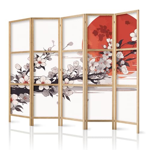 framed concept - Paravent Raumteiler aus Holz 225x172 cm, 5-teilig, einseitig, im orientalischen Stil