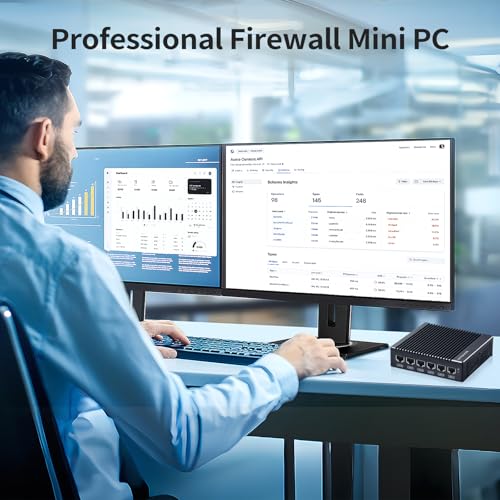 Image of Micro Firewall Appliance, Fanless Mini PC Intel N3700 4Cores /4Threads, 6X Intel 2.5 GbE i226-V LAN, AES-NI, DDR3 8GB SSD 128GB Router Network Security USB3.0 /VGA /HD