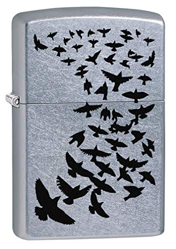 Zippo Lighter Black Birds Flying Street Chrome miniatura 1