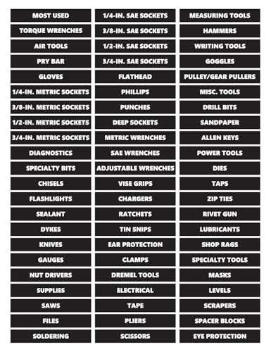 66-Piece Ultimate Toolbox Magnetic Labels Set – Bold, Durable, Easy-to-Read