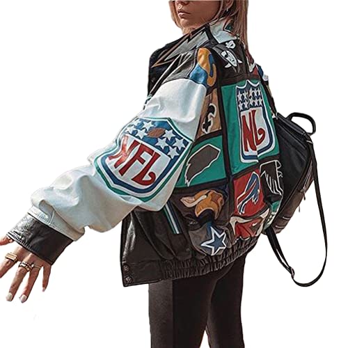 Tomwell Damen Bomberjacke College Oversized 90S Vintage Patchwork Bedruckte...