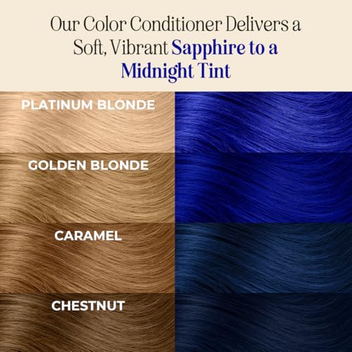 INH Semi Permanent Hair Color | Color Depositing Conditioner | Dark Blue Hair Dye | No Bleach No Peroxide Temporary Royal Sapphire Tint for Women, Men | Vegan, Sulfate & Ammonia Free, Ready to Use 6oz