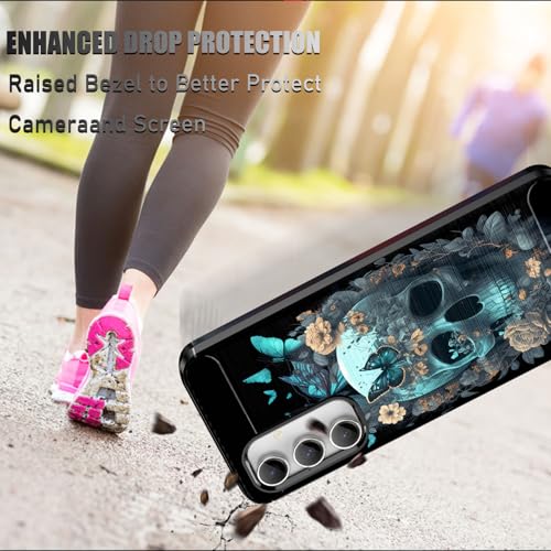 RUUHLJLET Designed for Samsung Galaxy S25 FE 6.7" 2025 Case,Brushed Texture Soft TPU Slim Fit Protective Phone Cover,Skulls Flowers - image 2