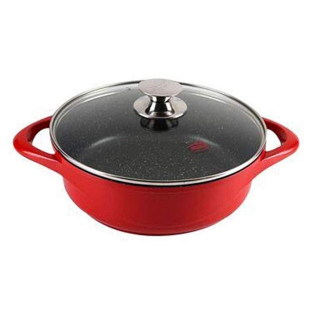 Marmite antiadhésive bronze wok avec couvercle de verrouillage pour cuisine