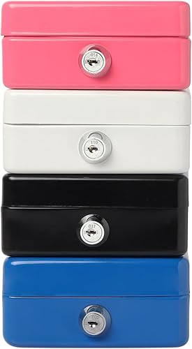 Miniatura 8 de Kasten Caja de dinero de metal con bandeja de dinero y cerradura de llave, caja de dinero para ahorrar en efectivo, 11.8 x 9.5 x 3.5 pulgadas,