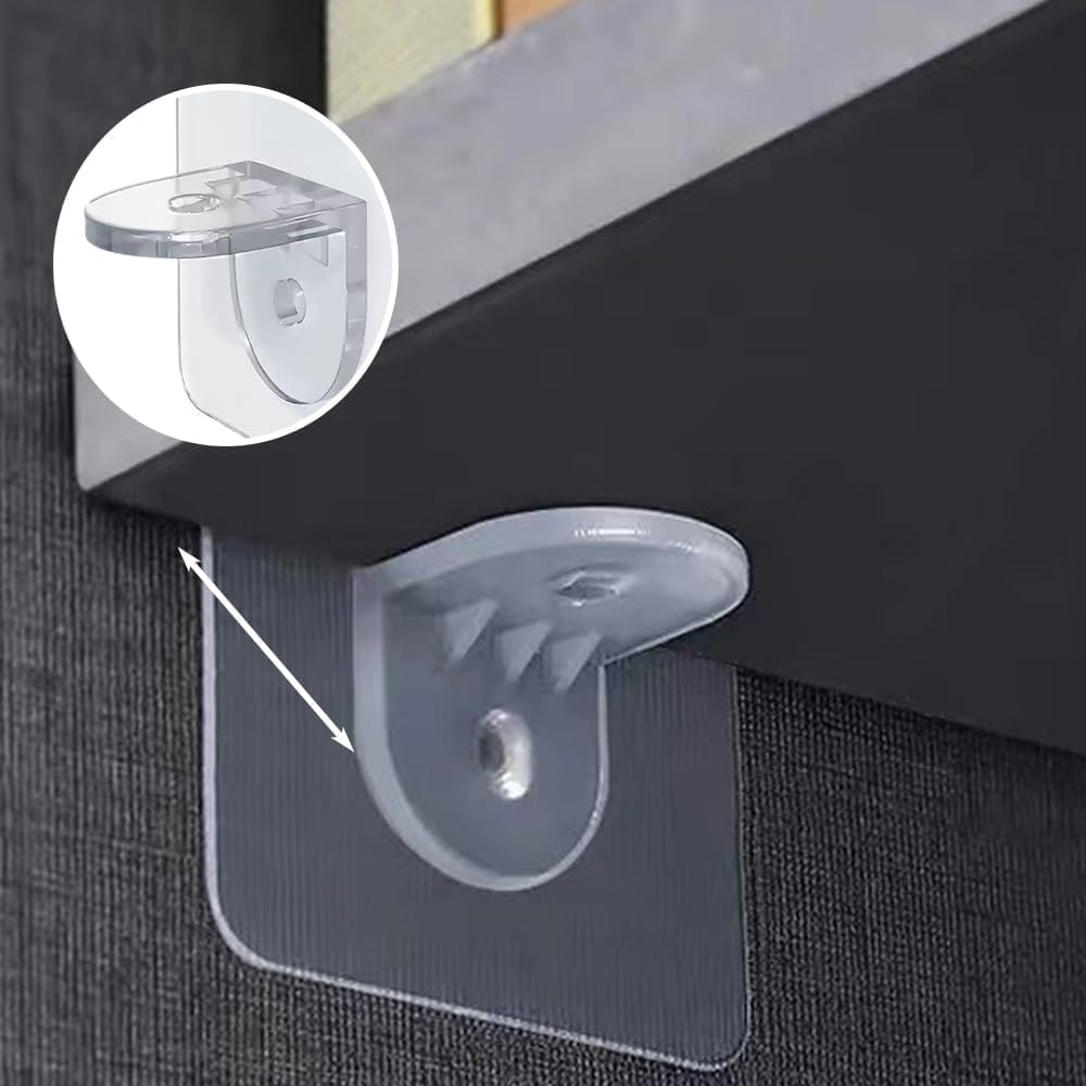 20Pcs Plastic Shelf Support Peg, Self Adhesive Bracket, No Punching Partition Pin, Clear Bracket Clips Holders for Furniture, Cabinet, Kitchen, Book Shelves, Closet Brackets Clapboard Layer