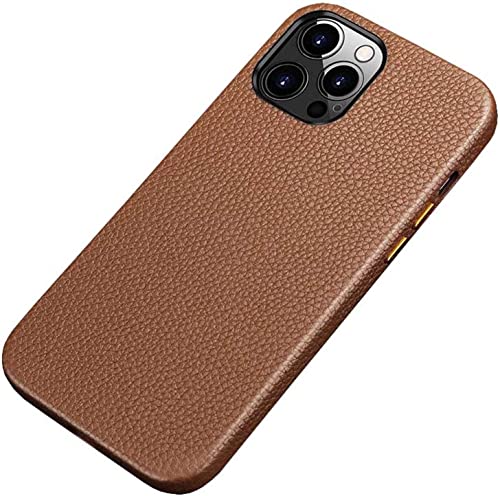 Coque iPhone 14 Pro Max cuir anti rayure doublure floquée marron 2022