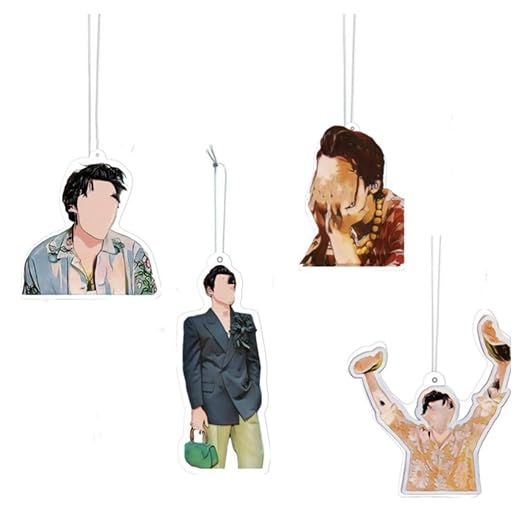 4PCS Super Singer`s Music Styles Air Fresheners Car Hanging Decoration Accessories Car Rearview Mirror Pendant for Best Fans Men Women Gifts