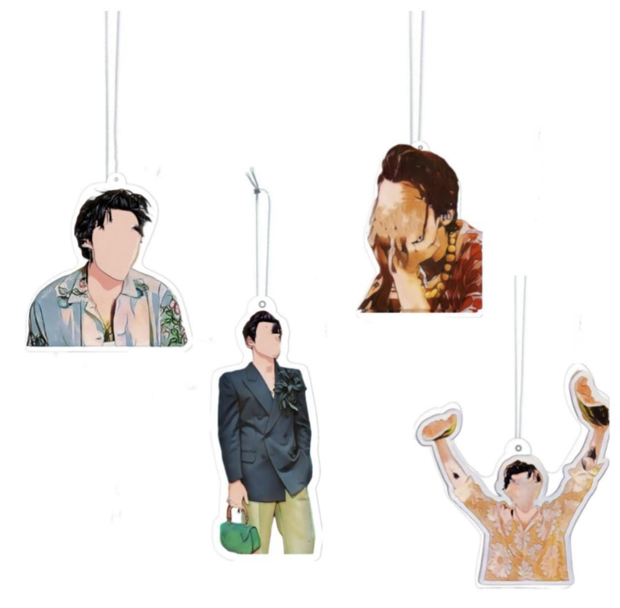 4PCS Super Singer`s Music Styles Air Fresheners Car Hanging Decoration Accessories Car Rearview Mirror Pendant for Best Fans Men Women Gifts