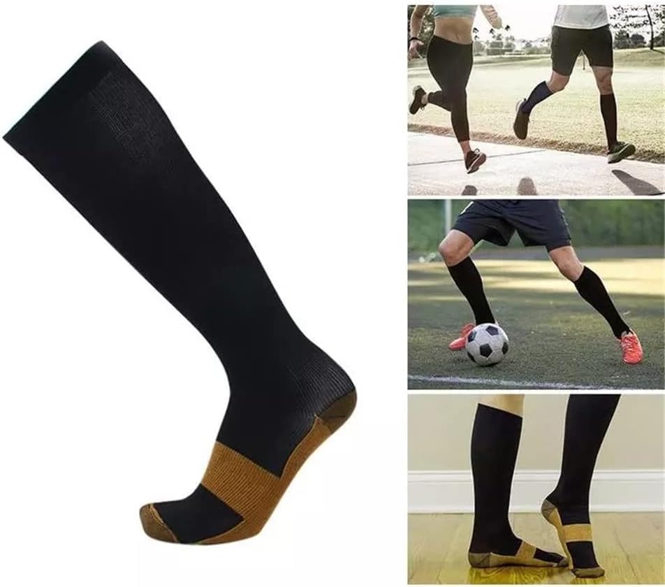 Unisex Copper Compression Socks Women Men 15-20 MmHg Graduated Knee High Stockings 1 Pair