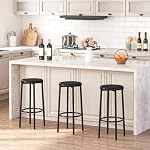Tabourets de bar HOOBRO, ensemble de 2 chaises de bar, tabourets de bar de comptoir rembourrés en PU de 31 cm, tabourets de petit-déjeuner avec repose-pieds, assemblage facile, pour cuisine, salle à manger, café, Noir BB30BY01
