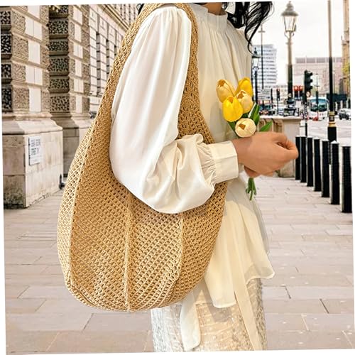Crochet Beach Bag Mesh Crochet Tote Bag Large Capacity Woven Beach Aesthetic Shoulder Carrier3