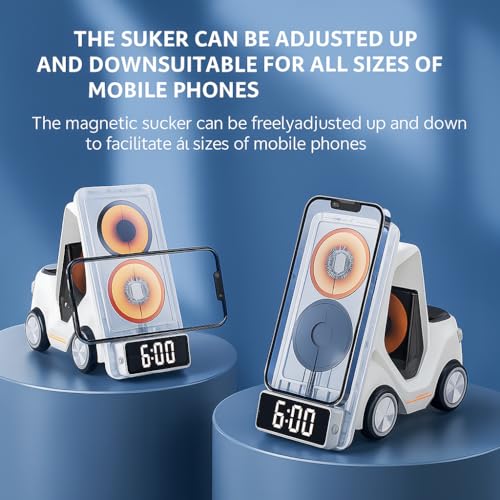 Image of Topgo 5-in-1 Wireless Charger with Alarm Clock & LED Light | 3 in 1 Charging Dock for iPhone 16 /15 /14 /13 /Samsung S25 /S24 /Nothing 3 /3a pro /2 /OnePlus 13s /13 /12, Apple Watch 10 /9 /8, Air Pods, Car Shape