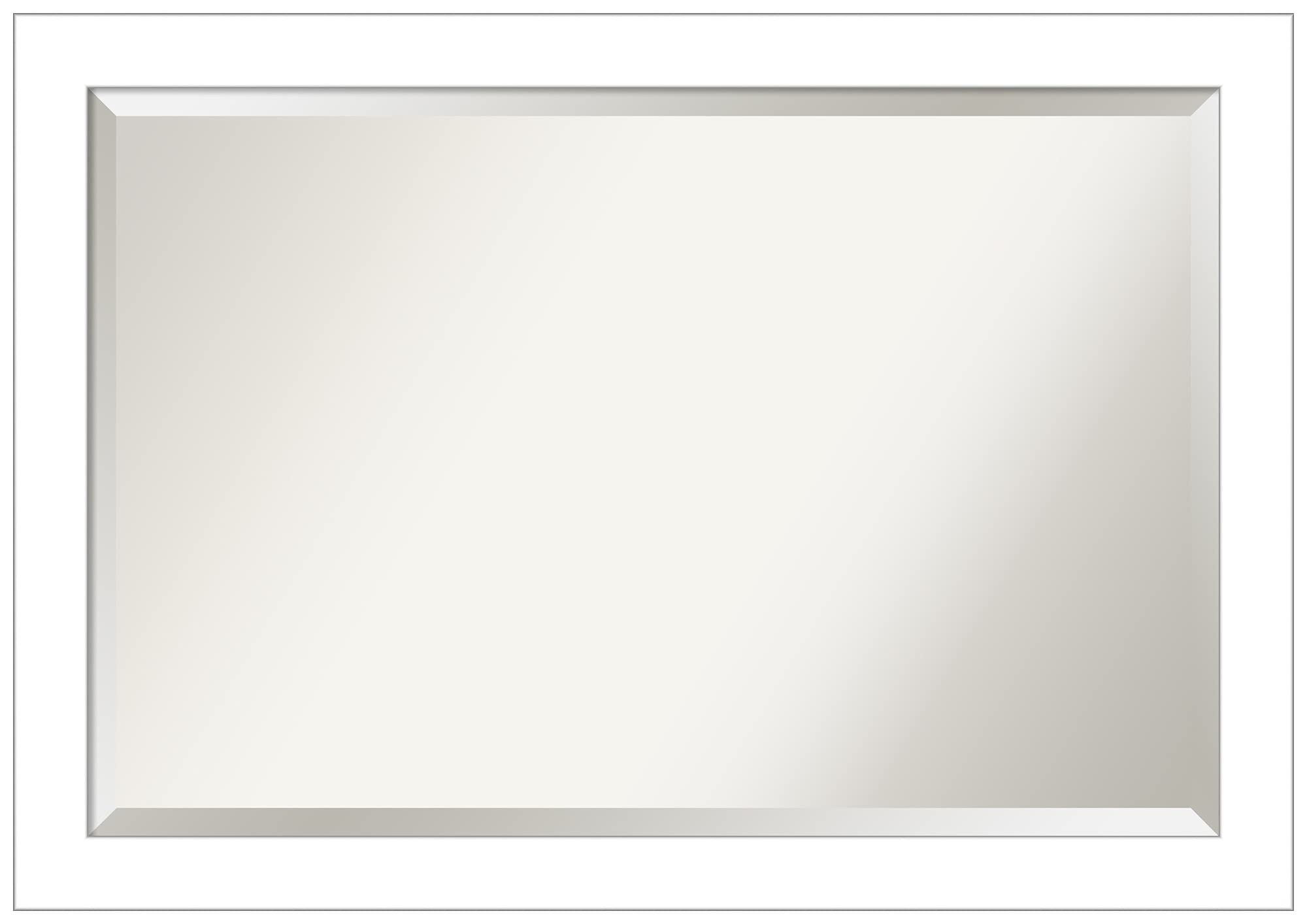 Amanti Art Beveled Bathroom Mirror (28 x 40 in.), Wedge White Frame - Wall Mirror White, Large