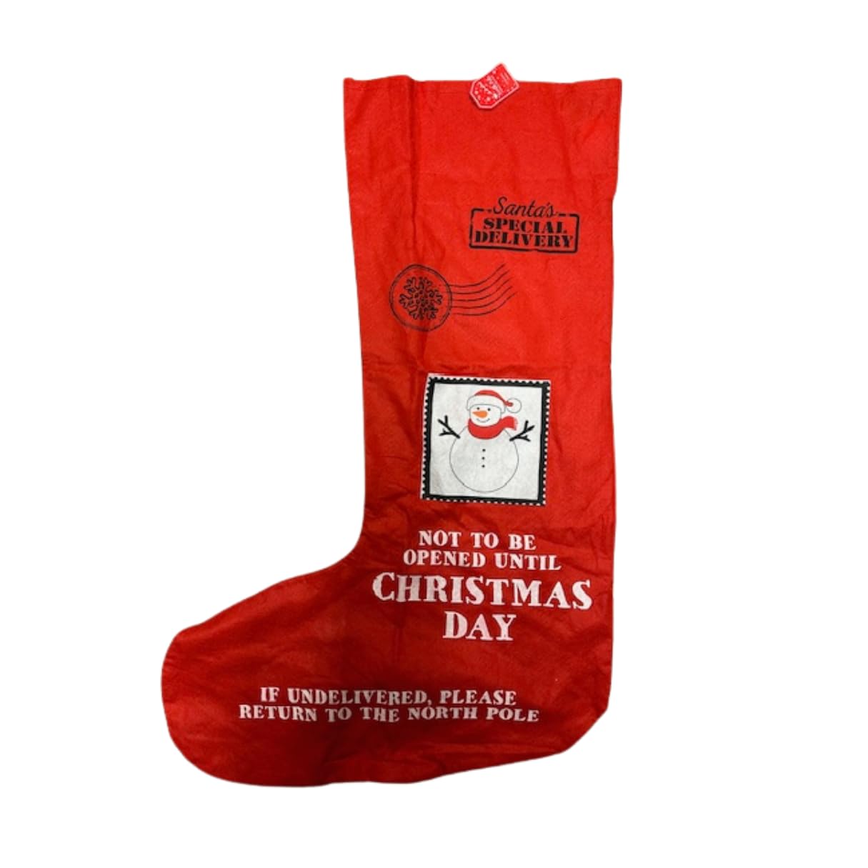 Sifcon International PLC Extra Large Red Christmas Stocking – Santa’s Special Delivery with Snowman Design – Giant Felt Gift Sack –40cm x 110cm – Festive Holiday Decoration